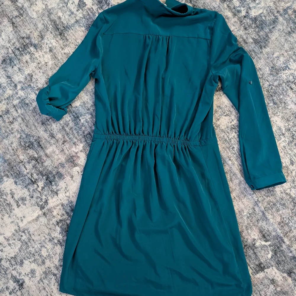 EUC Ladies Old Navy Tie Up Sleeve Tie Waist Long Sleeve Shirtdress Dress Sz S - Picture 3 of 9